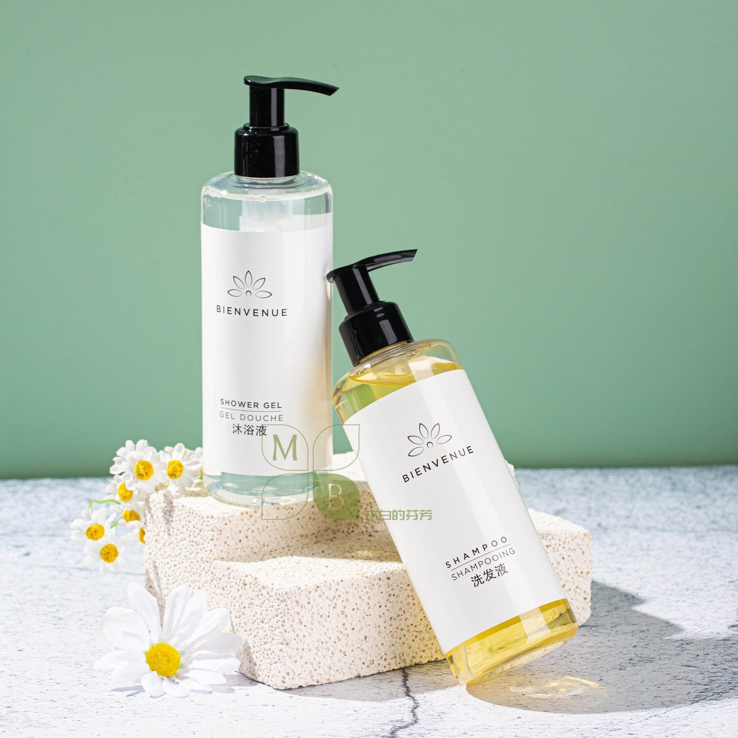 BIENVENUE body lotion, hotel-shampoo-conditioner