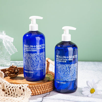 MALIN+GOETZ body lotion, hotel-shampoo-conditioner