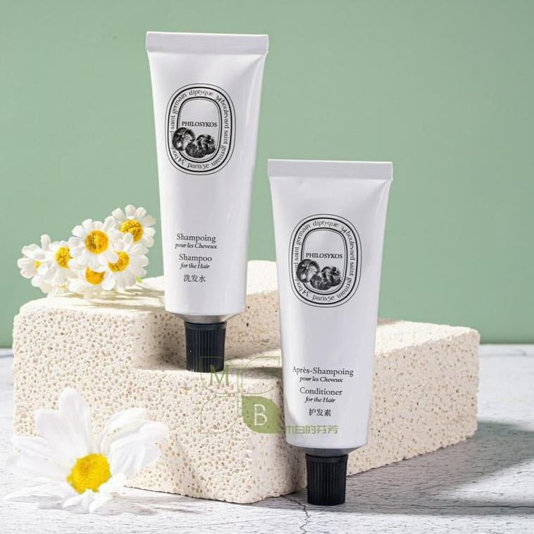 Diptyque body lotion, hotel-shampoo-conditioner, Philosykos