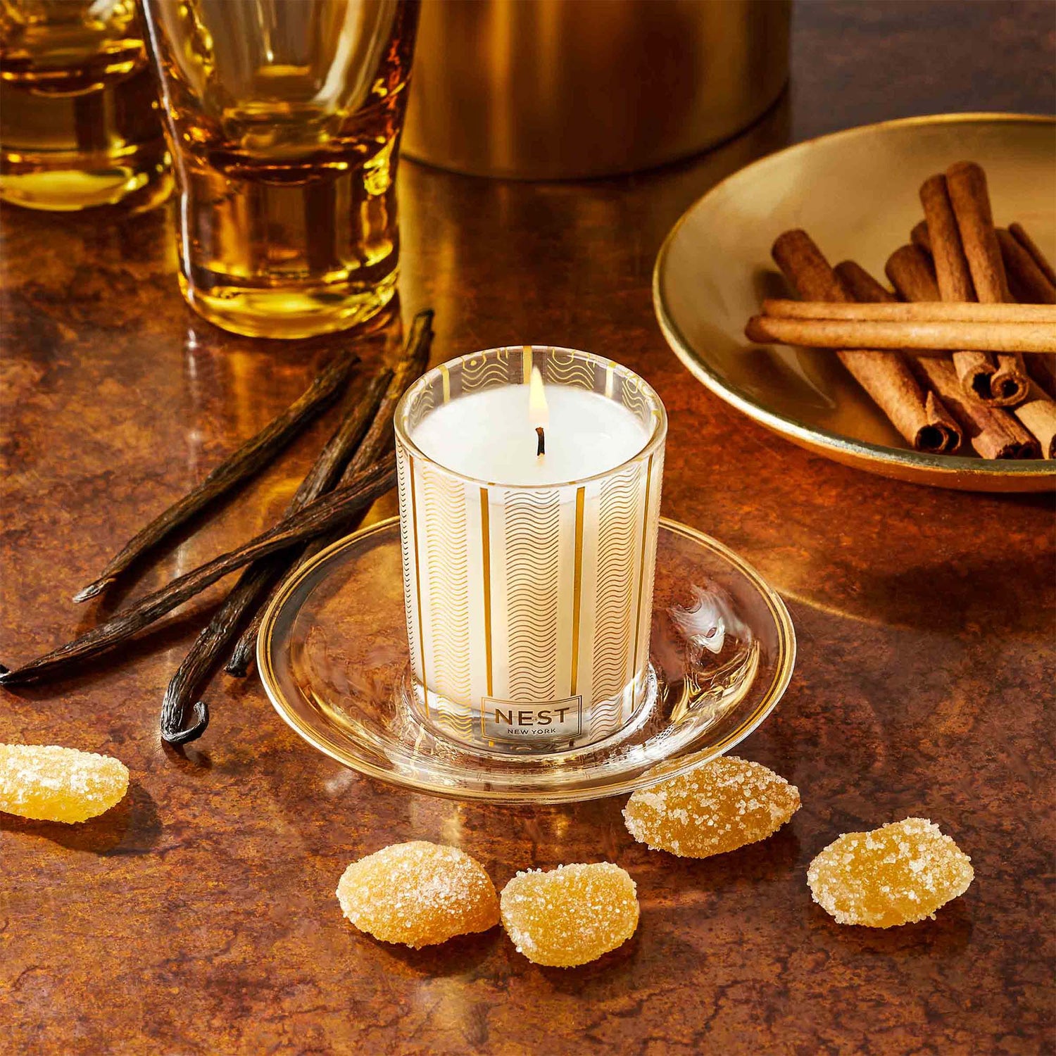 Crystalized Ginger &amp; Vanilla Bean Votive Candle