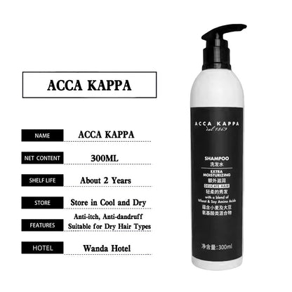 Acca Kappa body lotion, hotel-shampoo-conditioner