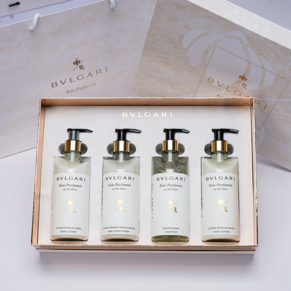 Bvlgari Hotel Shampoo &amp; Gel de Banho &amp; Condicionador &amp; Loção Corporal &amp; Sabonete Líquido para as Mãos Chá Branco Aromas 300ML Bvlgari 