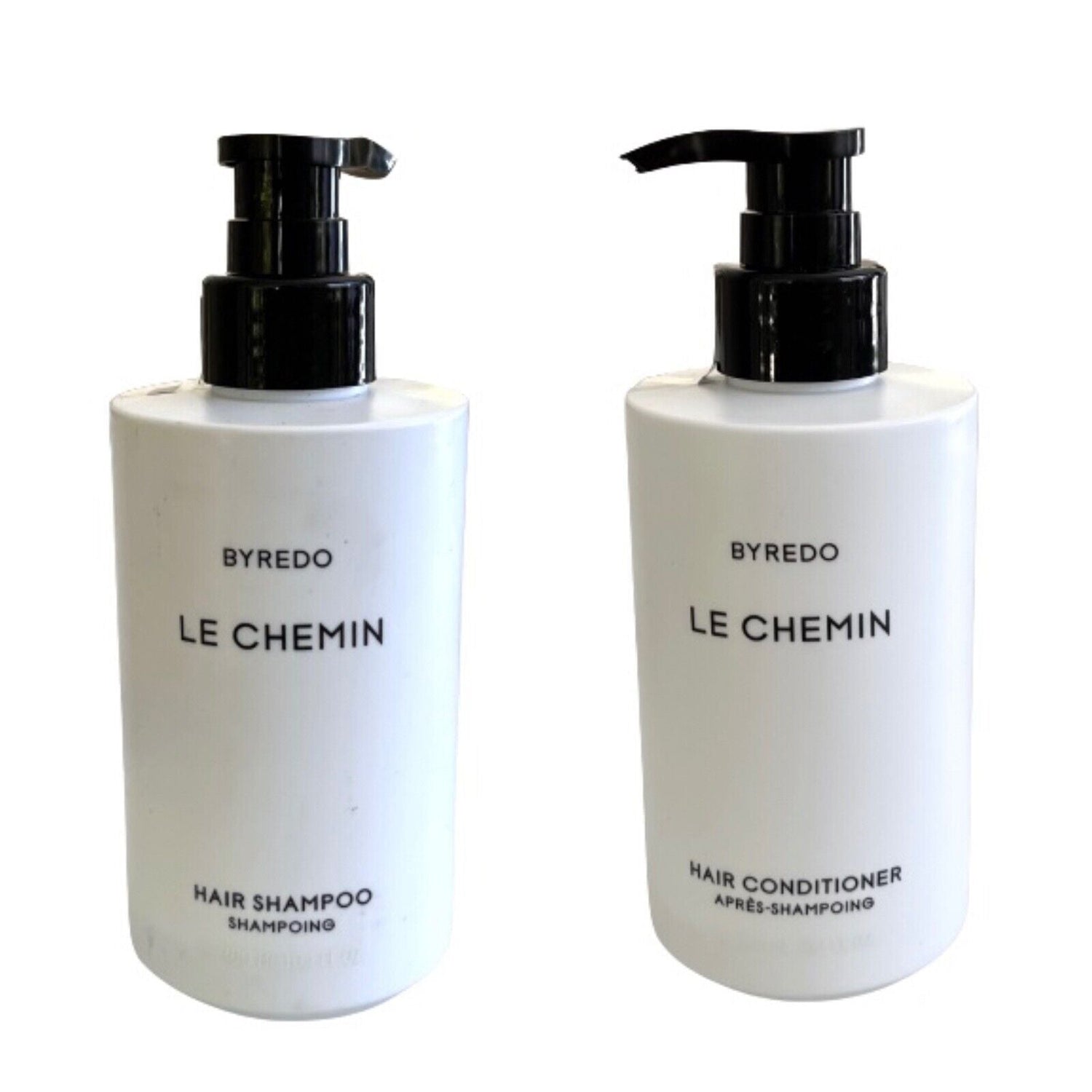 Byredo body lotion, hotel-shampoo-conditioner, LE CHEMIN