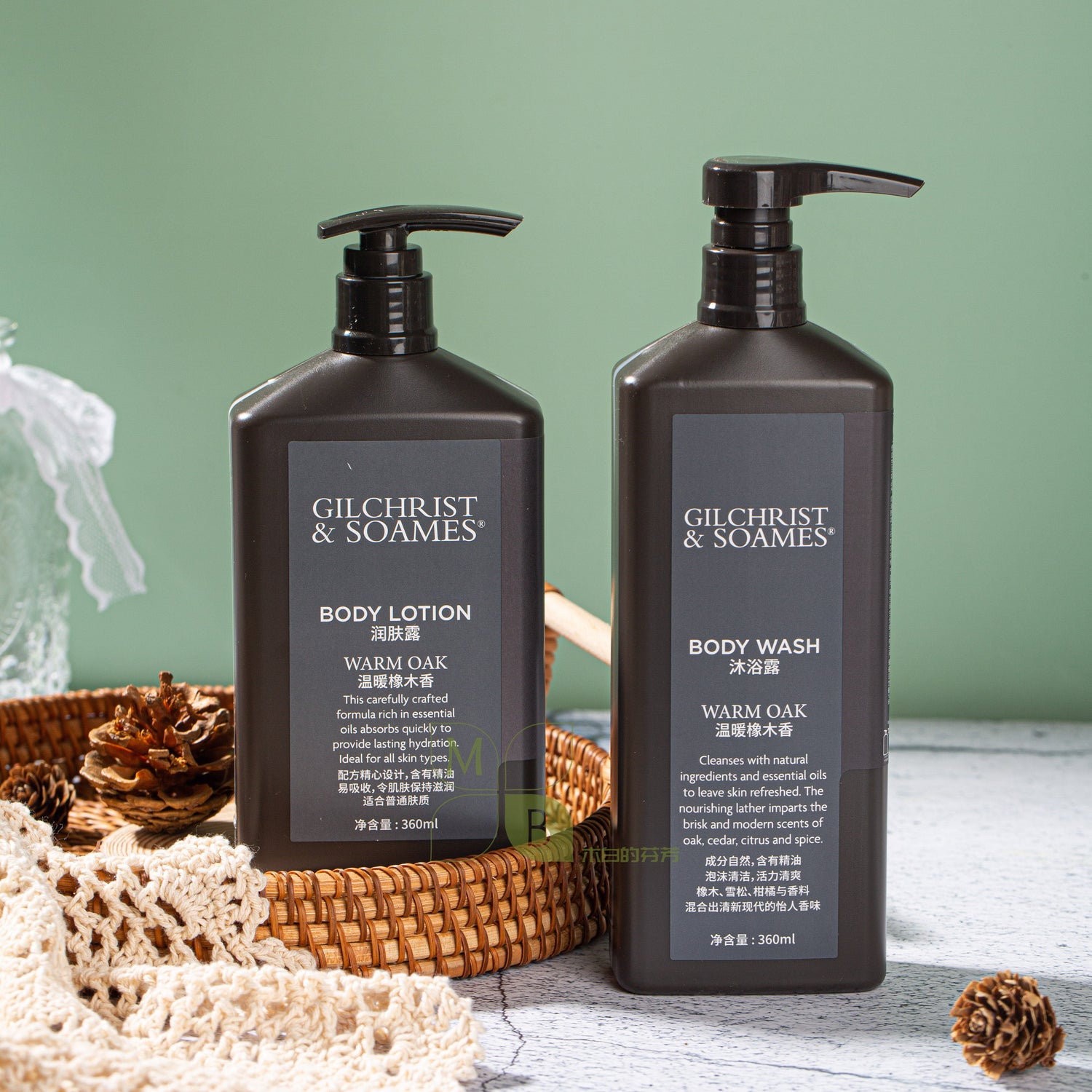 GILCHRIST &amp; SOAMES body lotion, hotel-shampoo-conditioner