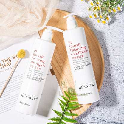 Thisworks body lotion, hotel-shampoo-conditioner