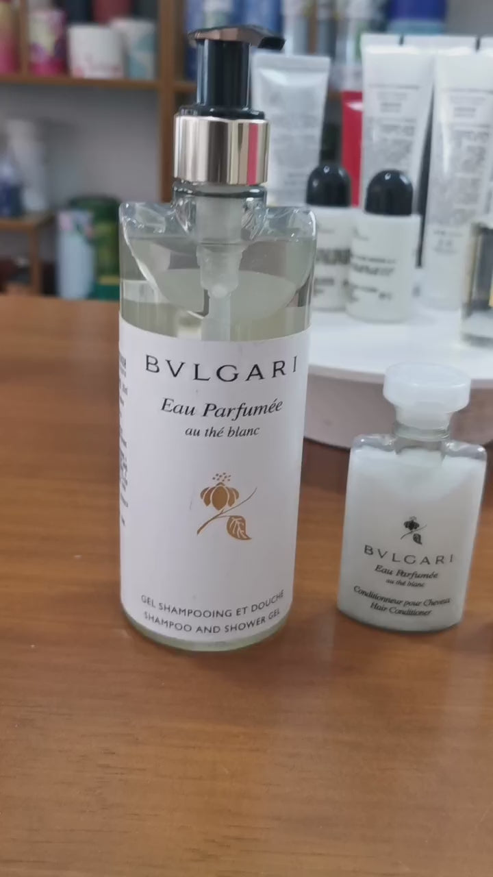 Bvlgari Hotel Shampoo and Shower Gel and Conditioner and Body Lotion and Hand Wash White Tea Scents 300ML